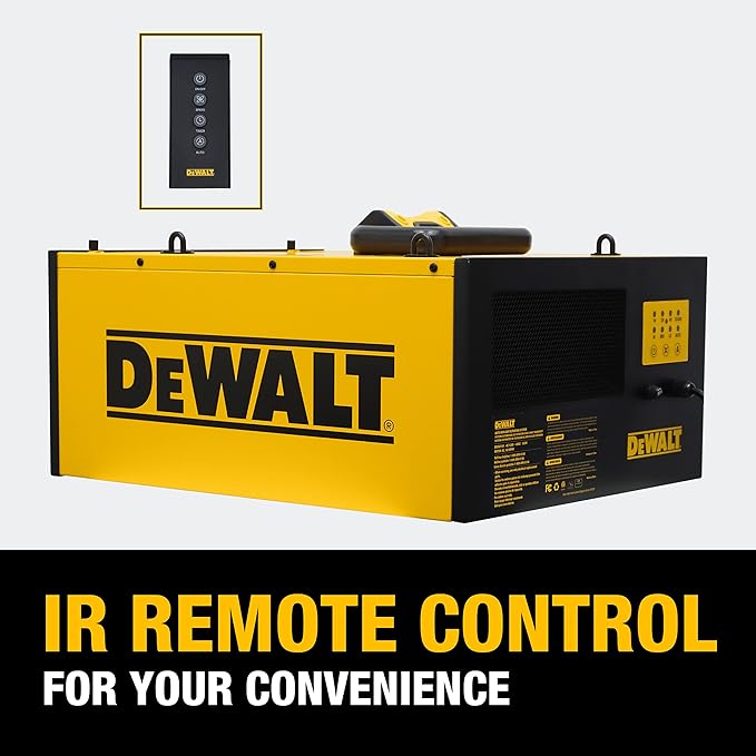 DeWALT DWXAF101 Air Filtration System, 3-Speed Hanging Ceiling Dust Collectors for Woodworking, Remote Controlled Dust Collection Systems, 2 Stage Filtration, for Shop Garage