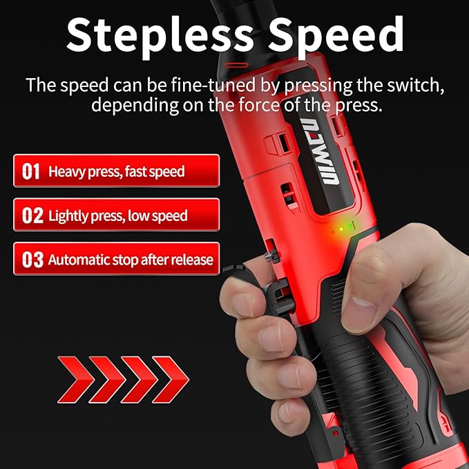 NAWIN 16.8V Electric Ratchet Wrench, 3/8" cordless ratchet with 2 Batteries, 40 Ft-lbs, Ultimate Mechanic Tool Set, Ratchet Wrench 3/8", Power Ratchet Tool Kit (Extended Cordless Ratchet)