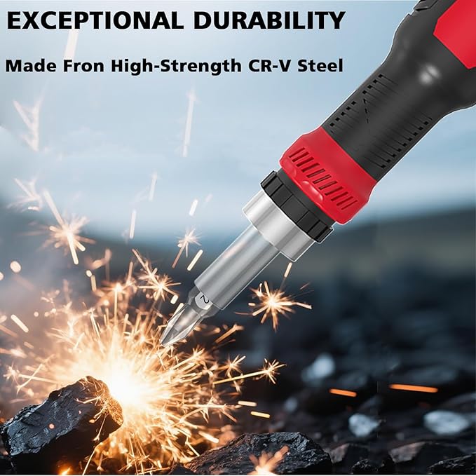 Ratcheting Screwdriver Bit Set, WOOPHEN 13-in-1 Multi Bit Ratchet Screw with Magnetic 1/4 Nut Driver Screwdriver, Suitable for Garage, Home, Workplace and DIY Repair (Red)