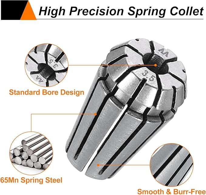 HARFINGTON Spring Collet Chuck ER11 3.5mm 65Mn Spring Steel Precision Router Collets for CNC Engraving Milling Lathe Tool
