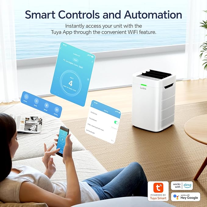 Air Purifiers for Home Large Room up to 2400 Ft짼, Double-Sided HEPA Air Purifier with Washable Pre-filter, Smart WiFi, PM 2.5 Air Quality Monitor, Fan Modo, for Pets Hair, Dust, Pollen, Smoke