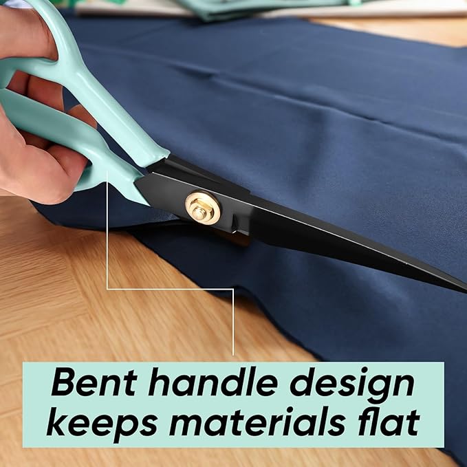 Professional Tailor Scissors Heavy Duty - Multi-Purpose Sewing Fabric Scissors for Leather Cutting Industrial Sharp Shears Home Office Arts, and Crafts (10 Inch) Green