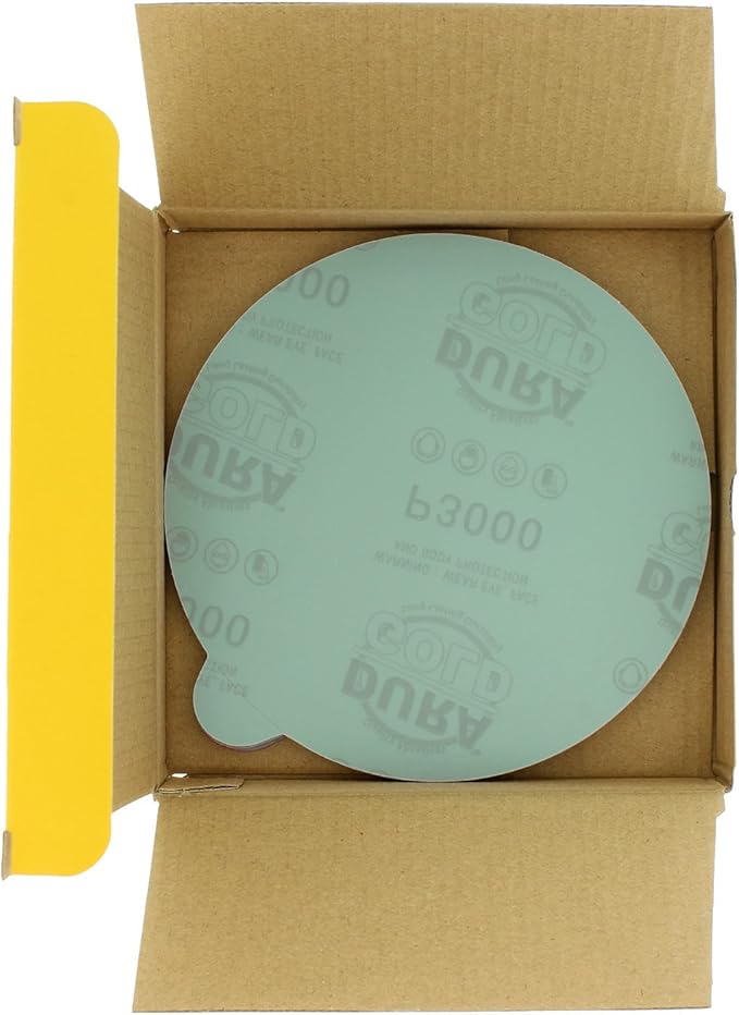 Dura-Gold Premium 6" Green Film PSA Sanding Discs - 3000 Grit (Box of 25) - Self Adhesive Stickyback Sandpaper for DA Sander, Detailing Finishing Cut Abrasive, Sand Automotive Paint Woodworking Wood
