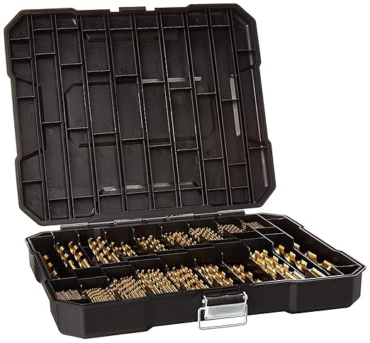 230 Pieces Titanium Twist Drill Bit Set, 135째 Tip High Speed Steel, Size from 3/64" up to 1/2", Ideal Drilling in Wood/Cast Iron/Aluminum Alloy/Plastic/Fiberglass, with Hard Storage