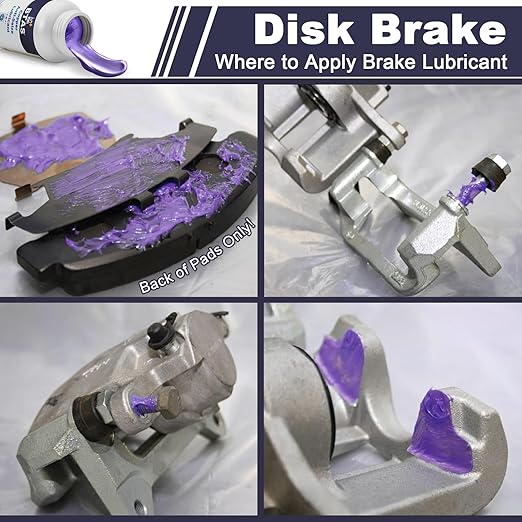 Silicone Brake Grease Lubricant for Brake Caliper Pad Pin Parts Lube, Synthetic Ceramic Brake Grease with Brush 8 oz