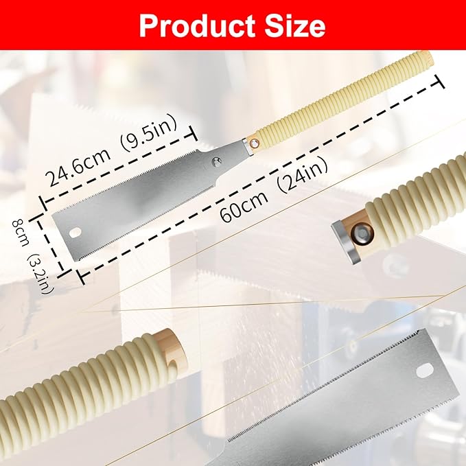 WETOLS Hand Tools, 9.5" Japanese Pull Saw with Double Edges of 10/17 TPI, Sharp and Light Ryoba SK5 Woodworking Cuttter, Woodworking Tools Gifts for Men and Women