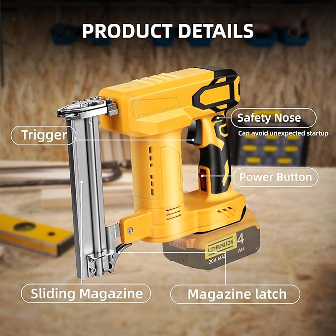 18 Gauge Brad Nailer/Narrow Crown Stapler Compatible with Dewalt 20V MAX Battery(NO Battery) 2 in 1 Cordless Nail Gun with 1000 Nails and 1000 Staples for Home Improvement, DIY and Woodworking
