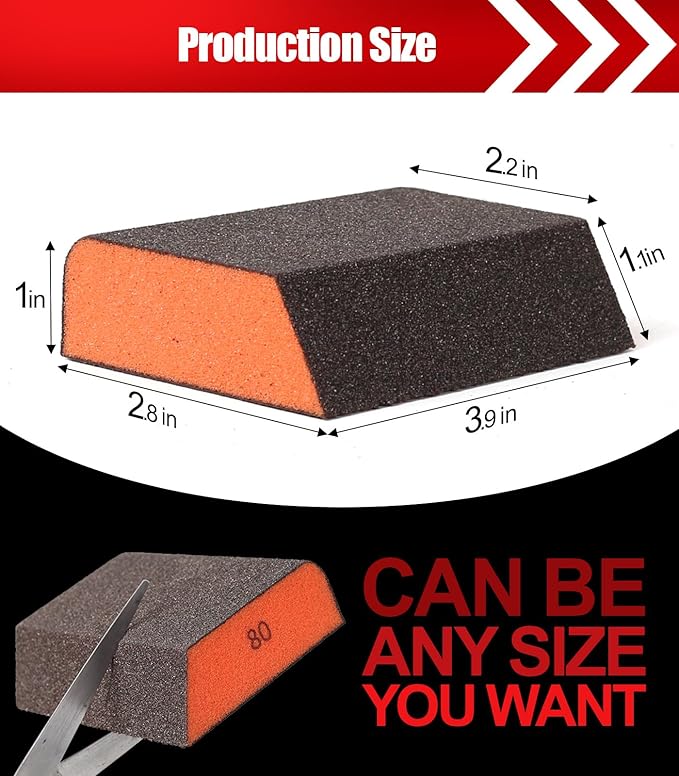 10 Pack Single Sanding Block, Washable and Reusable Sanding Sponge 80/100/120/180/220 Grit Sandpaper Block for Wood Drywall Metal Sand Paper Brick