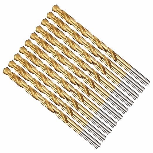 Drill Bit, 13/64" Cutting Diameter, 4341 HSS Jobber Bits TiN Coated 135° Cutting Angle - (Applications: for Drilling Soft Metal Plastic Wood), 10-Pieces