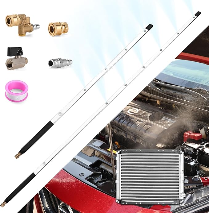 24 Inch and 40 Inch Pressure Washer Wand for Car Radiator Cleaning Tools, Dual-Use Radiator Cleaner Wands for Pressure Washer & Pressure Air Pump Flush Car Truck Radiator Power Washer Wand 2PCS