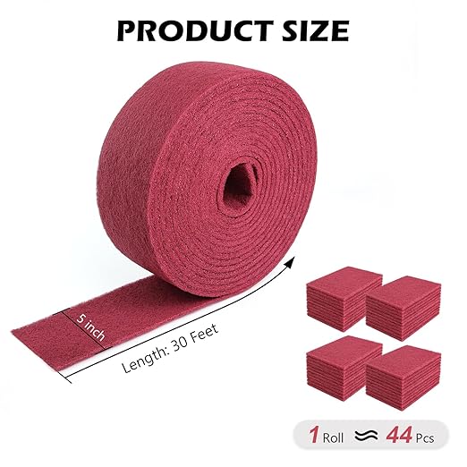 Maroon General Purpose Scuff Pads, Scuffing, Scouring Pad, Sanding, Paint Primer Prep Scratch - Surface Preparation Pad Car Auto Body Woodworking 7447-Premium, 5 Inches * 30 Feet
