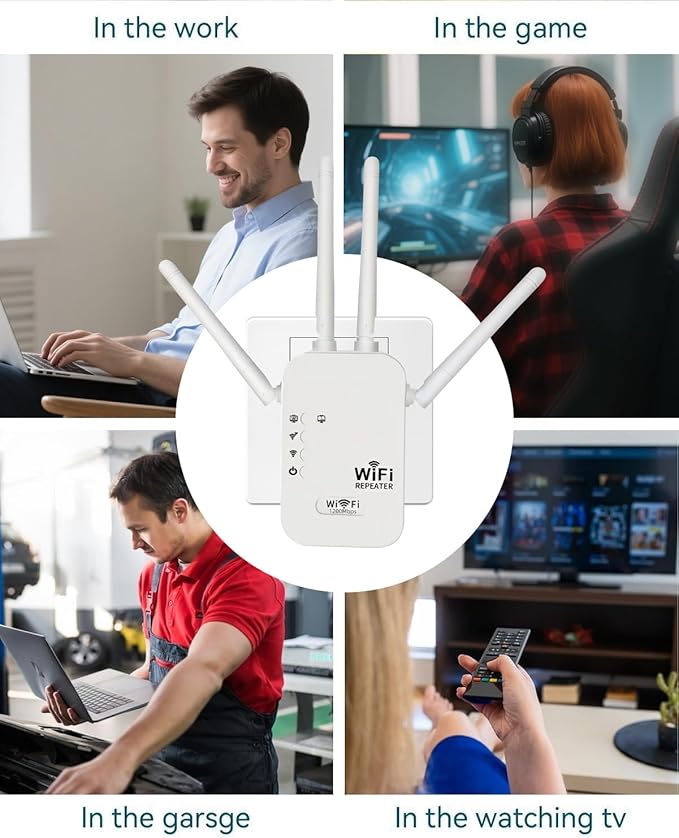1200Mbps WiFi Extender Signal Booster,WiFi Extender Dual Band for Home竊똍ew Gen 6X Faster Internet Booster Extender, WiFi Repeater Coverage up to 10K sq.ft and 65 Devices (White)