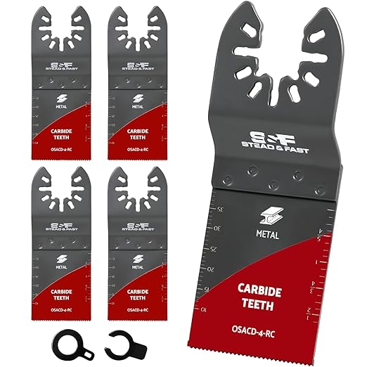S&F STEAD & FAST Oscillating Tool Blade Carbide, Multitool Blades Industrial-Strength, Universal Fit for Quick Release, Oscillating Saw Blades for Hard Metal, Nails, Screws, Bolts, 4-Pack