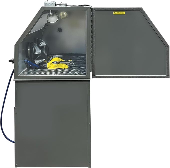 Skat Blast TP Tools USA 2858FP Abrasive Sandblast Sandblasting Cabinet with HEPA Vacuum, 58"W x 28"D x 28"H Work Area, Made in USA