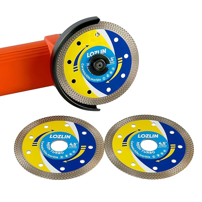 3-Pack 4.5" Diamond Multi-Purpose Saw Blades - Heavy Duty Angle Grinder Discs for Cutting Marble/Quartz/Stone/Tile/Metal/Plastic (Blue Rippled, 3)