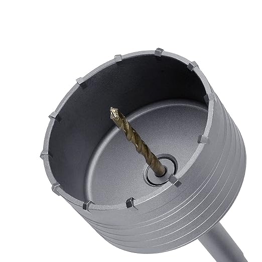 125mm / 4.9 inch Concrete Hole Saw with 220mm SDS Plus Shank Connecting Rod, Tungsten Carbide Teeth (7.7mm x 4mm) Cement Hole Saw for Concrete Cement Brick Wall Stone (125mm (4.9 inch))