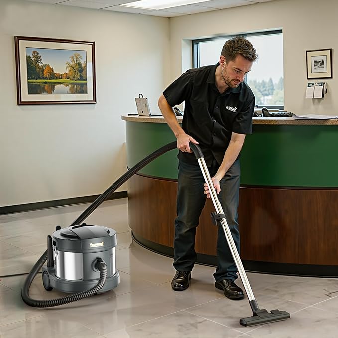 4 Gallon Canister Vacuum, 800W Ultra-Quiet Canister Vacuum Cleaner, 35Ft. Cord, Model SCQ15-HEPA, Gray-Gold