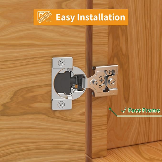 Chibery 30 Pack 3/8" Overlay 3D Soft Close Concealed Hinge for Face Frame Door, Smooth Slow Self Closing Hinges, Satin Nickel, Hidden 105째 Open Angle Stainless Steel Hinge for Kitchen Cabinet Door