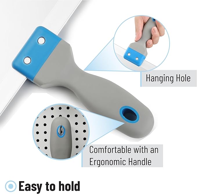 Bates- Taping Knife, 8 Inch, Stainless Steel Drywall Taping Knife, Soft Grip Handle