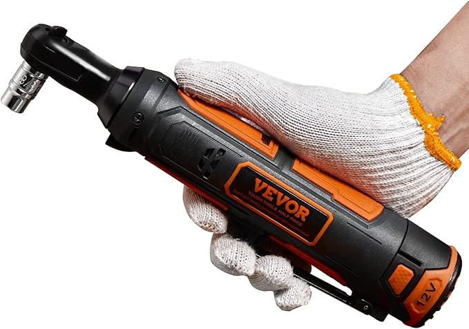 VEVOR 3/8" Cordless Electric Ratchet Wrench Set, 33 Ft-lbs 12V Power Ratchet Tool Kit with 45-Min Fast Charge, 2-Pack 2.0Ah Battery, Built-in LED Light, Variable Speed Trigger, 10 Sockets