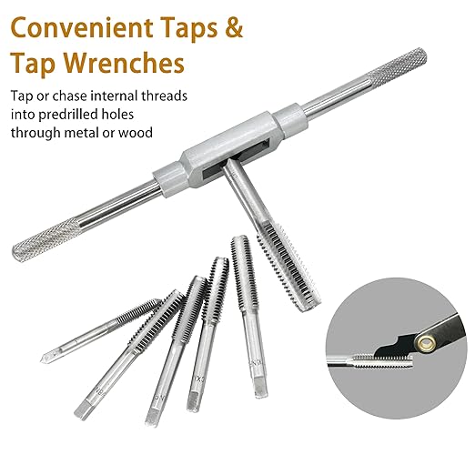 Axelord 110PCS Tap and Die Set, Metric Size M2-M18 Standard Threading Tool with Adjustable Handles, Accessories and Storage Case for Cutting External and Internal Threads