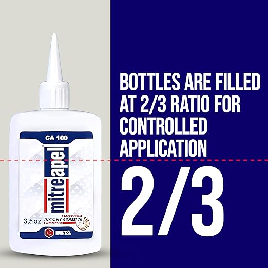 MITREAPEL Cyanoacrylate (CA) Super Glue (2x1.7 oz) for Plastic, Metal, Leather, Ceramic - Fast Adhesive for Woodworking, Hobby Models, Carpentry - 2 Pack