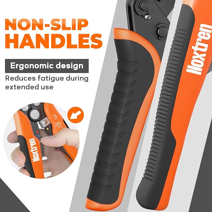 Noxtren Wire Stripper and Crimping Tool, AWG 24-10 Self-Adjusting Stripper Tool with AWG 22-10 Ratcheting Wire Terminal Crimper for Heat Shrink Wire Connectors
