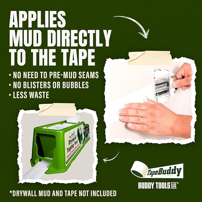 Buddy Tools TapeBuddy Drywall Taping Tool - Simplifies Drywall Banjo Taping - Reliable & Efficient Tape Dispenser for DIYers - Easy to Use - Reduces Mess and Waste