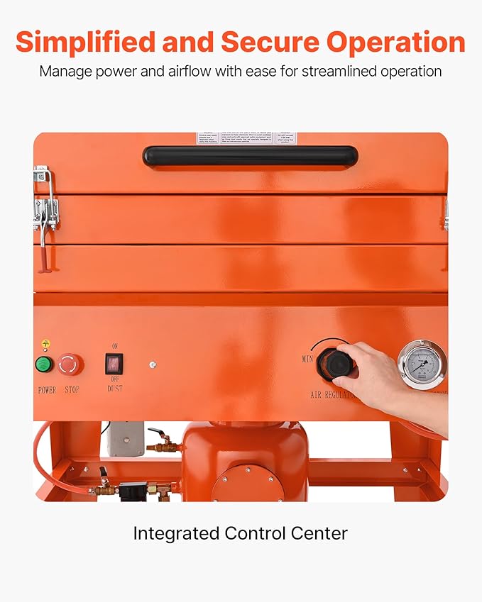 VEVOR Heavy Duty Sandblasting Cabinet Kit with Pressurized Tank, Industrial-Grade Steel Sand Blasting Cabinet - with Dust Collector and Casters for Oversized Parts Surface Finishing, Rust Removal