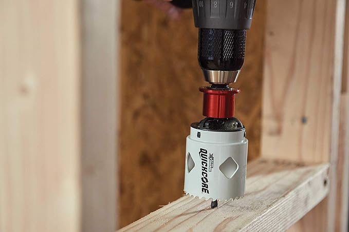 Disston QuickCore 7 pc Set - 1 Each: 1", 1-1/4", 1-1/2", 1-3/4", 2", and 2-1/2" Hole saws, Arbor with a Pilot Drill bit, Hex Key