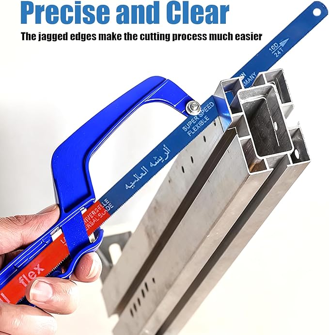 12 PCS Hacksaw Blades Replacement Sets, 12.4'' High Speed 24 T Hack Saw Blades, Bi-Metal Hss Cutting Blades, Suitable for DIY Enthusiast, Woodworking, Plastic Cutting and Soft - Metal Cutting