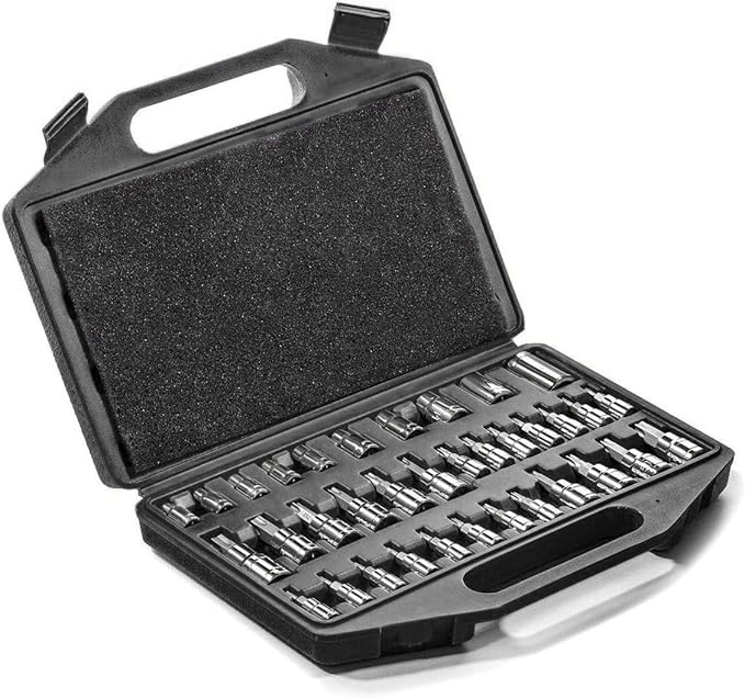 XtremepowerUS 35 PC Star Socket Set Tamper Bit Plus Proof S2 Chrome Tools W/Case