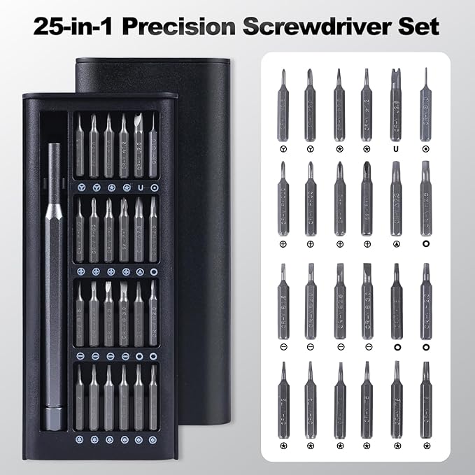 25-in-1 Professional Magnetic Mini Repair Tool Kit, Small Precision Screwdriver Set, Mini Precision Screwdriver Set Small Bit Tool for Phone, Computer, Watch, Laptop, Macbook, Ring Doorbell, Eyeglass