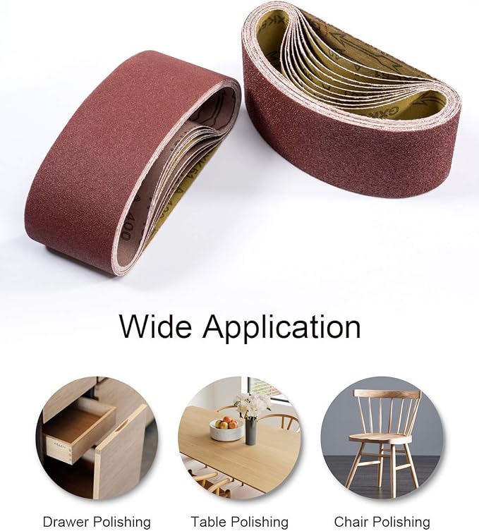 4x24 Sanding Belts for Belt Sander 4 x 24,5 Each of 40 80 120 240 Grits Aluminum Oxide Belt Sander Paper, 20 Pack