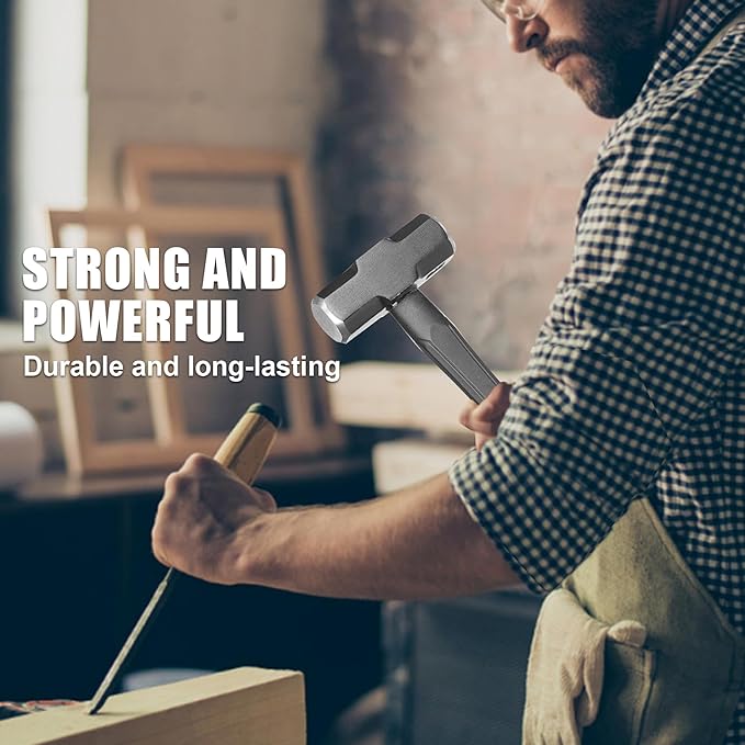 3lb Sledge Hammer - Heavy Duty Drilling Hammer with Forged Steel Head & Fiberglass Handle, Perfect for Demolition, Construction, and Blacksmithing