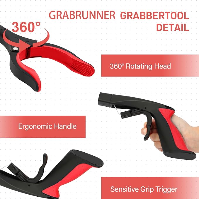 Grabber Reacher Tool - 32??Reacher Grabber Tool with Strong Magnetic and Swivel Head - Heavy Duty Pick Up Stick Grabbers for Seniors, Trash, Surgery Recovery Must Haves Gifts(Red)