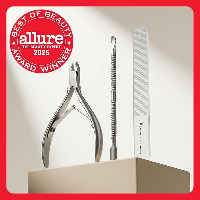 Manicure Pedicure Set 7-in-1 Stainless Steel, Ultra Sharp, Slanted Nail Clipper, Fingernail Clipper, Cuticle Nipper, Glass Nail File, Eyebrow Tweezers, Scissors, Case ??Gift (Matte Gray)