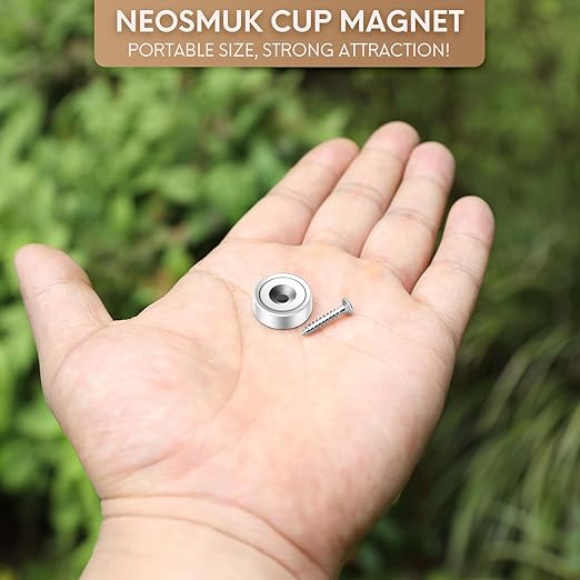 Neosmuk Magnets with Screws,22lbs+ Heavy Duty Rare Earth Neodymium Mounting Magnets with Holes, Countersunk Round Disc Industrial Magnets for Wall Mounting, 10 Pack