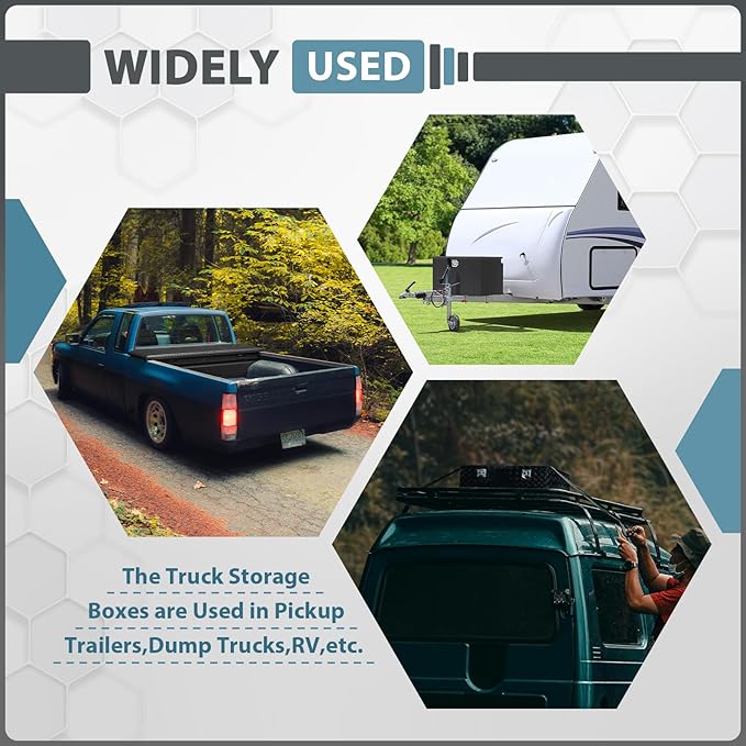 20 Inch Aluminum Truck Bed Tool Box, 5 Bar Tread Truck Tool Box with Lock&Keys, Heavy Duty Waterproof Flatbed tool box for Vans, Trailers, RVS竊똖rucks, Black(20"X12"X9.5")