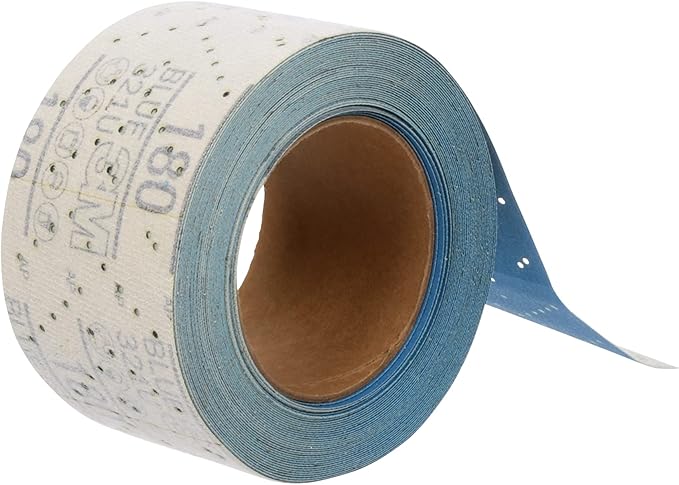 3M Hookit Blue Abrasive Sheet Roll, 36191, Multi-Hole, 2.75 in x 13 yd, 180+ Grade, Automotive Sanding Roll Sandpaper for Coating Removal, Body Repair, Auto Sanding