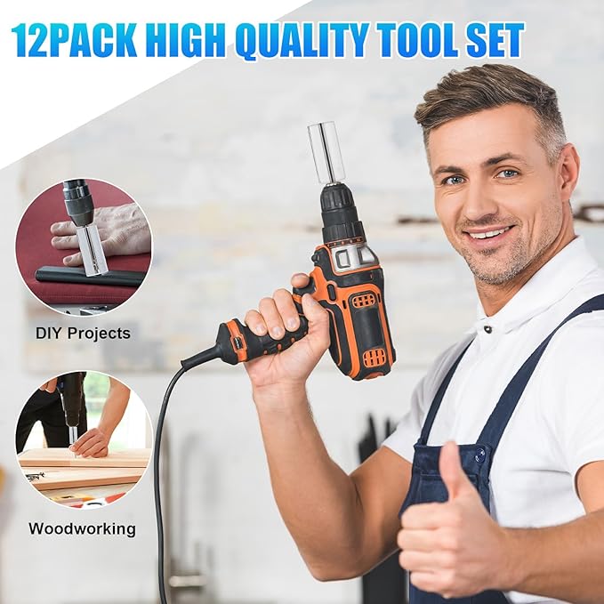 Lasnten 12 Pack Drill Socket Adapter Flexible Drill Bit Extension for Men Damaged Screw Extractor Socket Wrench Power Magnetic Wristband Inspection Mirror for Dad Husband Adults Him Birthday Gifts