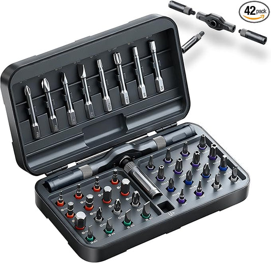 42 in 1 Magnetic Screwdriver Set, DIY Ratchet Screwdriver Set, Multi Bit Screw Drive with Storage Case, Portable Compact Repair Tool Kit for Christmas Gifts, Furniture, Computer, Bicycle