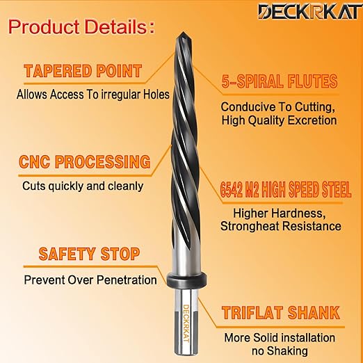 9/16" Reamer Drill Bit for Metal, M2 HSS Taper Reamer for Steel, Alloy, Wood, Plastic to Align, Enlarge Holes ??5-Spiral Flutes, 1/2" Non-Slip Shank, 14mm Car Reamer, Bridge Construction Reamer.