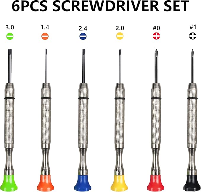 6Pcs Small Screwdriver Set -3pcs Flathead and 3pcs Phillips Micro Head Mini Screwdriver Set Precision CRV Eyeglasses Watches Electronics Computer Repair Kit Cool Gadgets Tool Gifts for Men