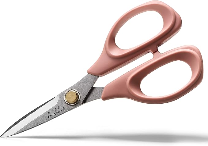 Beaditive Sewing Scissors - 6-Inch Stainless Steel Fabric Scissors - Professional Scissors With Serrated Blade for Cloth Cutting & Quilting - Comfortable Craft Tailor & Dressmaker Shears ??Light Coral
