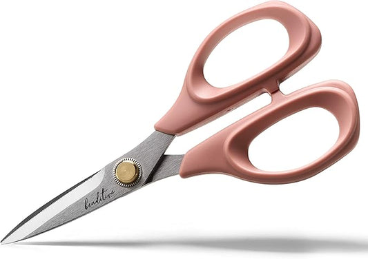 Beaditive Sewing Scissors - 6-Inch Stainless Steel Fabric Scissors - Professional Scissors With Serrated Blade for Cloth Cutting & Quilting - Comfortable Craft Tailor & Dressmaker Shears ??Light Coral