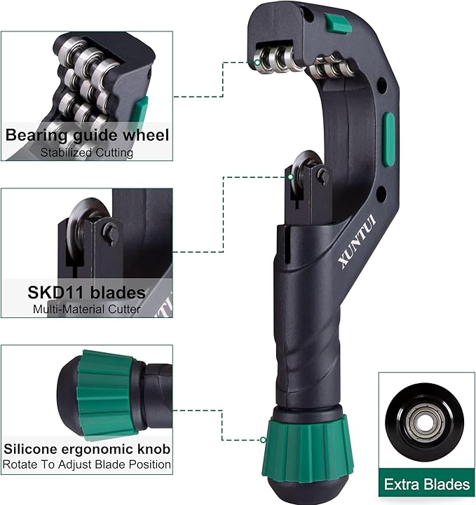 70mm Large Pipe Cutter Kit - Fits 1/4" to 2" Nominal (2.7" Actual OD) - Professional Tubing Cutter w/ SKD11 Blades for HVAC Plumbing - Copper & Aluminum Tool - Includes Reamer & Spare