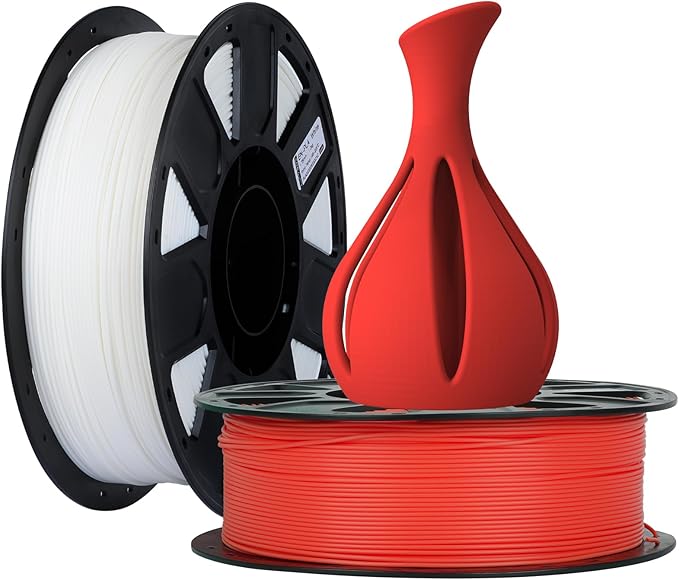 Creality 3D Printer Filament, PLA Filament 1.75mm Bundle 2kg for 3D Printing, Ender PLA Filament No-Tangling, Strong Bonding & Overhang Performance, Accuracy +/- 0.02mm (White & Red)