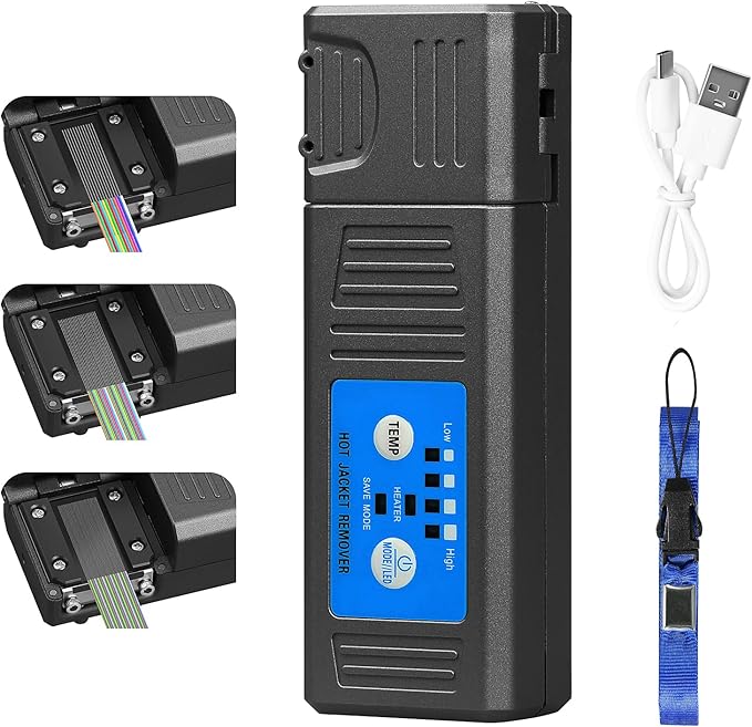 M8 Fiber Optical Thermal Stripper Handheld Horizontal Thermal Stripper Suitable for Bundled/Bare Fiber/Strip Fiber 1-48 Core Fiber Automatic Heating Stripping Tool