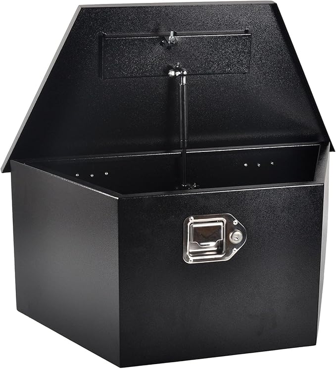 26 Inch Steel Tongue Tool Box with Lock and 2 Keys, Underbody Storage Truck Bed Organizer Toolbox for Trailer Pickup RV, Job Tool Chest, 26 X 13.3 X 12 Inch, Black